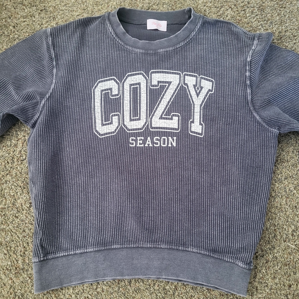 Pink Lily Graphic Sweatshirt Gray Size Small